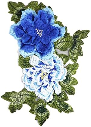 פנצ 'יטלק 3 פרחים טלאים רקומים אפליקציה עלים אדמונית לתפור תיקון שמלת כלה עשה זאת בעצמך למעיל בגדים אביזרי בגד בד ג' ינס