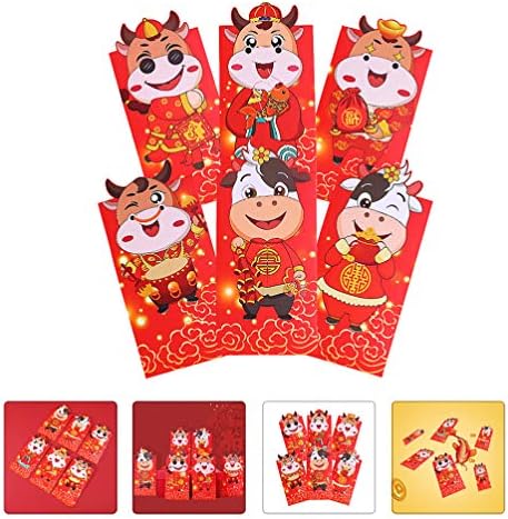 סיני מתנה 12 יחידות סיני חדש שנה אדום מעטפות 2021 גלגל המזלות שור חדש שנה מזל כסף מנות סיני אדום מנות הונג באו מתנת כסף