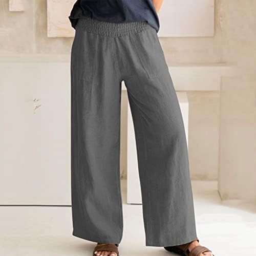נשים כותנה פשתן מכנסיים אופנה מוצק צבע בתוספת גודל רופף מזדמן מכנסיים סרבל רחב רגל מכנסיים בבאגי מכנסי טרנינג