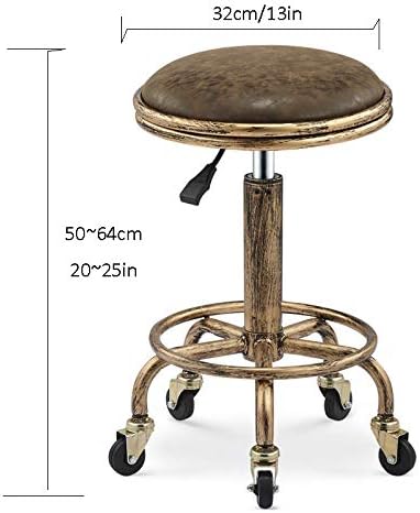 פדיקור שרפרף על גלגל, יופי כיסא שרפרף עם ירוק פו סינטטי עור מושב, מתכוונן גובה 50-64 סנטימטר נתמך משקל 160 קילוגרם,מתכוונן
