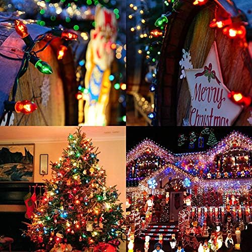 אורות חג המולד של רומאסאטי 5 5 צבעים חיצוניים וקורה לחתונה של מסיבות חג, 25 אור C7 קליל