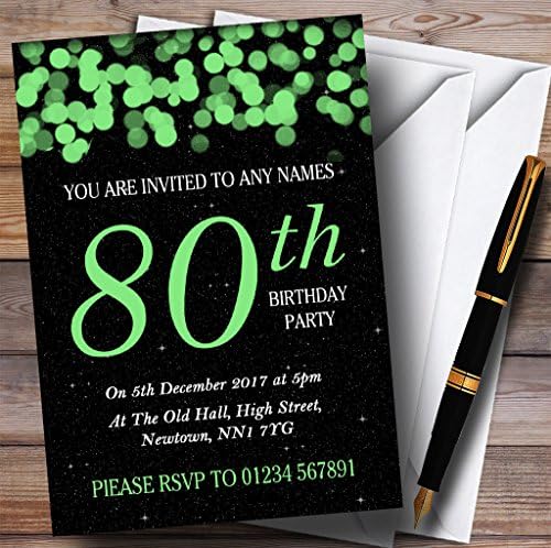 Green Bokeh & Stars הזמנות למסיבת יום הולדת בהתאמה אישית 80