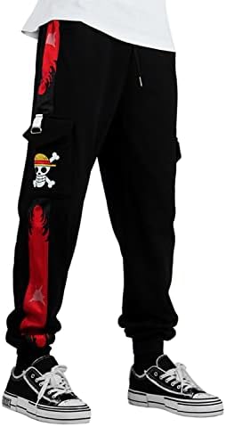 Dymasire's Trafalgar D. Law Monkey D. Luffy מכנסי מטען מזדמנים מכנסי טרנינג ספורט מכנסיים עם כיסים