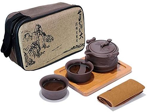 Queena נייד yixing Zisha SET SET בעבודת יד סגול חימר סופג תה כוסות תה מסורתי בסגנון סיני מסור