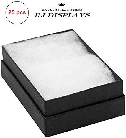 RJ תצוגות RJ תצוגות -25 חבילה כותנה מלאה כותנה שחורה מט נייר צבע מתנה תכשיטים ותיבות קמעונאות קופסאות תכשיטים קופסאות