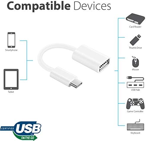 מתאם OTG USB-C 3.0 תואם את Sennheiser Cx 40BT אלחוטי אמיתי לפונקציות מהירות, מאומתות, מרובות שימוש כמו מקלדת, כונני