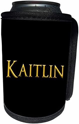 3DROSE KAITLIN שם ילדה פופולרית בארצות הברית. צהוב על שחור. - יכול לעטוף בקבוקים קירור יותר