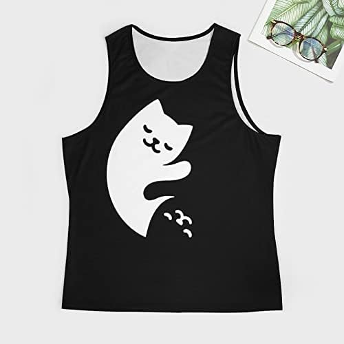 יין ויאנג חמוד חתולים גברים של גופיות הדפסת שרוולים חולצות אימון כושר שרירים חולצות טי חולצות