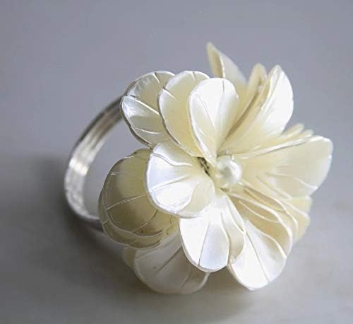 XJJZS פרח פרח מפית טבעת לחתונה קישוט לחתונה, מחזיק מפית סיטונאי 12 יח '