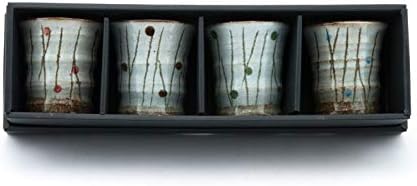פוג ' י סחורה יפני פורצלן תה כוסות סט של 4 מסורתי חרס מזוגג דקורטיבי סושי ספלי תה תוצרת יפן
