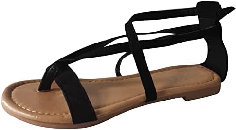 כפכפי נשים משטחים סנדלים פלוס רצועת צלב גודל נעליים מזדמנים נוחות סנדלים רומאים ללא החלקה
