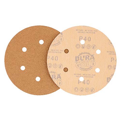 Dura-Gold 40 Grit 6 דיסקי נייר זכוכית, דפוס 6 חור ו 6 צלחת גיבוי של וו וולאה DA