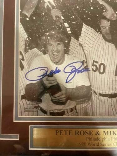 מייק שמידט ופיט רוז חתמו על חתימה פיליס 1980 8x10 תמונה ממוסגרת JSA - תמונות MLB עם חתימה