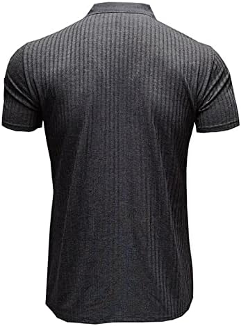 כפתור חולצת פולו לגברים חולצות הנלי שרוול קצר שריר נמתח חולצת טי קיץ מזדמן רזה