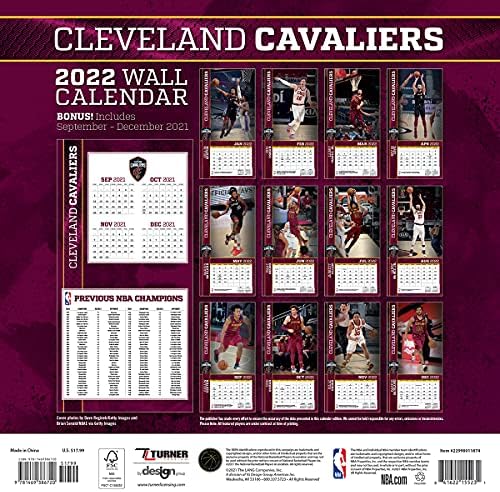 Turner Sports Cleveland Cavaliers 2022 12x12 לוח השנה של הקבוצה