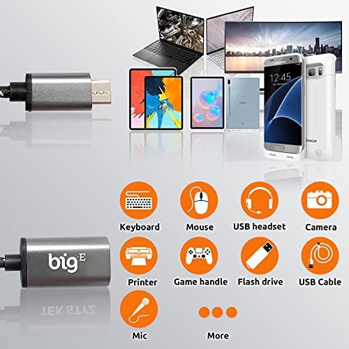 BIG-E USB C ל- USB 3.0 מתאם OTG נקבה התואם ל- GoPro Fusion שלך עבור USB מלא בתור הרעם הקלוע 3 על מחבר כבל GO