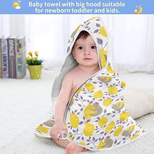 Vvfelixl מגבת עם מגבות ברדס תינוקות לימונים צהובים סופגים מגבות לתינוקות כותנה מגבת רחצה רכה לתינוק, פעוט 30x30in קיץ