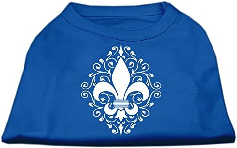 מוצרי חיית מחמד מיראז 'חינה פלור דה ליס חולצת הדפס מסך, קטן, כחול