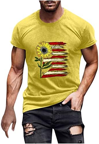 צמרות 4 ביולי לגברים תלבושות ליום העצמאות רופפות חולצות חולצות מזדמנים חמניות דגל ארהב הדפס חולצות פטריוטיות