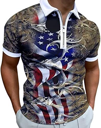 BMISEGM חולצות גברים בקיץ חולצה דגל אמריקאי של גברים, חולצה פטריוטית לגברים 4 ביולי שרירים דחו חולצות צווארון מזדמנים