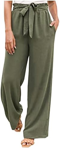מכנסי טרקלין רגליים רחבות לנשים לנשים מותניים גבוה