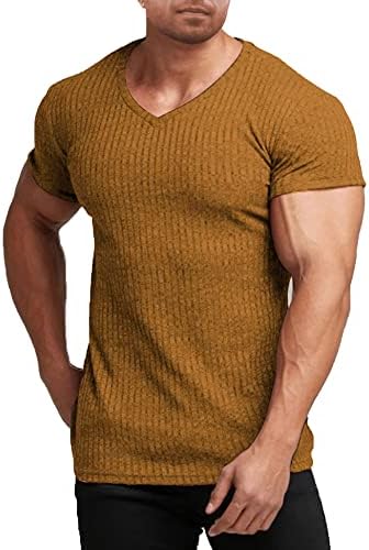 חולצות T של שרירי גברים קואופנדיות שרוול קצר V