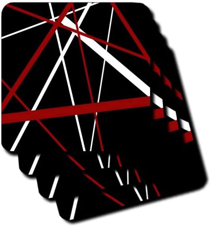 3 דרוז פסים אדומים ולבנים על רקע שחור - תחתיות אריחי קרמיקה, סט של 4