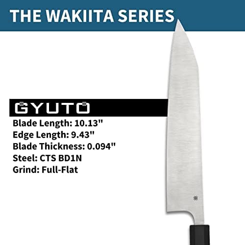 סכין מטבח של Spyderco Minarai Gyuto Premium עם 10.13 CTS BD1N סופר כחול נירוסטה להב וידית פוליפרופילן - K19PBK