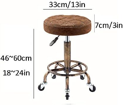 שטיחים שרפרף מתנודד עם גלגלים ， שרפרף מרפאה עם מושב עור סינטטי של דפוס שעון ， גובה מתכוונן 46-60 סמ ， משקל