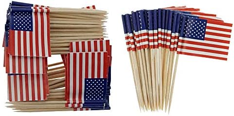 קיסמי שיניים דגל אמריקאי ארהב דגל עוגת ארהב טופר קאנטרי קיסם דגלים בוחרים לחביבות מסיבות ציוד קישוטים, 150 ספירות