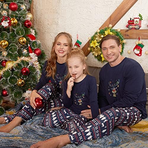 פיג'מה משפחתית תואמת 2023 חג המולד של חג המולד של PJ, שרוול ארוך שרוול ארוך ומכנסי פסטיבל מכנסיים.