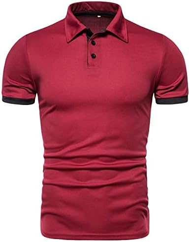 חולצת גולף קלאסית אופנה קלאסית לגברים מזדמנים רזים מתאימים בסיסיים מעוצבים בצבע אחיד דש עסקים שרוול קצר