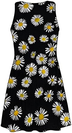 שמלות קיץ לנשים 2023 שמלת טנק ללא שרוולים מזדמנים ללא שרוולים פרחוני שמלת מיני פרחית Boho A-Line שמלת מיני עם כיסים