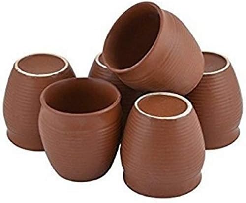 Ceramic Odishabazaar 6 PC Kulhar Kulhad כוסות כוס תה צ'אי הודי מסורתיות של 6 סט של 6