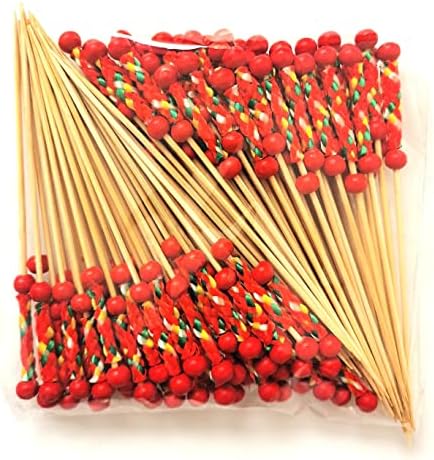 גוקינג 200 יחידות אדום מחרוזת כפול חרוזים קיסמים עבור מתאבנים קיסמים עץ דקורטיבי קוקטייל מרים בעבודת יד מקלות ארוך
