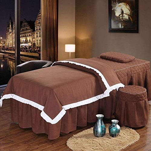 גיליון שולחן עיסוי פרימיום ז'ואן מכסה כיסוי מיטת יופי 4 חתיכות מיטות עיסוי נושמות חצאית כרית ציפית מיטת ספא ​​מיטת