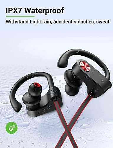 אוזניות Bluetooth Stiive, אוזניות ספורט אלחוטיות IPX7 אטומות למים עם מיקרופון, אוזניות אוזניות סטריאו חסינות זיעה, אוזניות