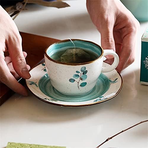 Dodouna בסגנון יפני חרסינה רטרו רטרו לימון כוס קרמיקה קרמיקה כוס תה עם צלוחית סט קפה יצירתי ספל משקה כלי משקה 320 מל