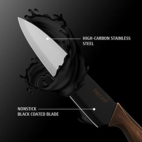 שף בציר מטבח סכין סט, נירוסטה שאינו מקל שחור מצופה סכינים עם נדנים נוספים, כולל 8 שף סכין, 8 לחם סכין, 7 סנטוקו סכין, 5