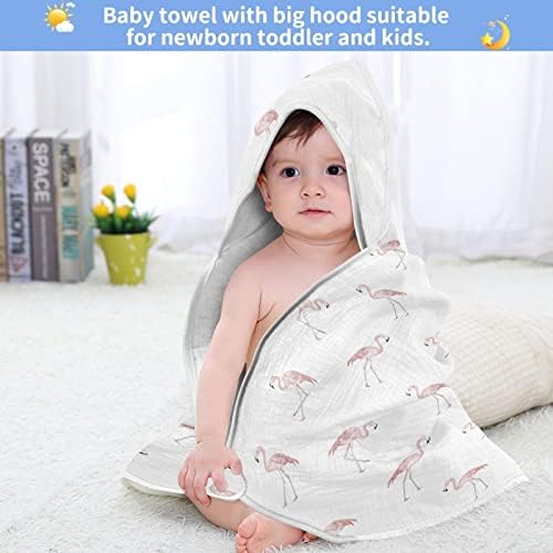 VVFELIXL מגבת ברדס ברדס דפוס פלמינגו סופג מגבות לתינוקות כותנה מגבת רחצה רכה לתינוק, פעוט 35x35in קיץ לבן