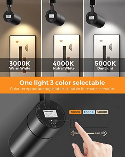 Vanoopee 3-צבעים זום 20W LED מסלול ראשי תאורה HEDS TYPE RAKEDEDS ראשי אור מעומעים לתקרת תקרה בהירה גופי זרקור למטבח, 3000K