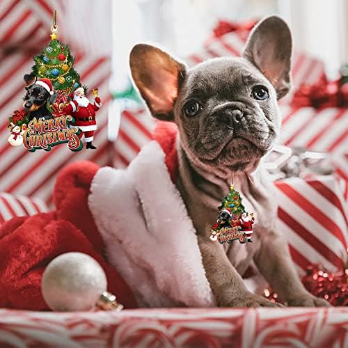 מזל 2 יחידות כלב וסנטה קלאוס קישוטי חג המולד 2021, תליון חג המולד,קישוטים ייחודיים, קישוט עץ מכונית חג המולד,תליוני