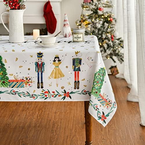 מפת שולחן חג המולד יומית מלבן בגודל 60 על 84 אינץ', מפצח האגוזים חג המולד חורף בד שולחן כיסוי שולחן חג למסיבה ארוחת