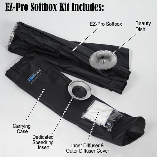 Fotodiox ez -pro stripbox softbox 9x36 - רצועה רצועה מתקפלת עם multiblitz p speedring עבור Multiblitz P, Compact ותואם