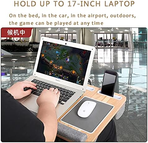 שולחן הברכיים של משרד הבית של Liuhd עם מגש מחשב נייד נייד, מגש מחשב נייד למיטה מתאים עד 17 אינץ 'נייד מחשבים