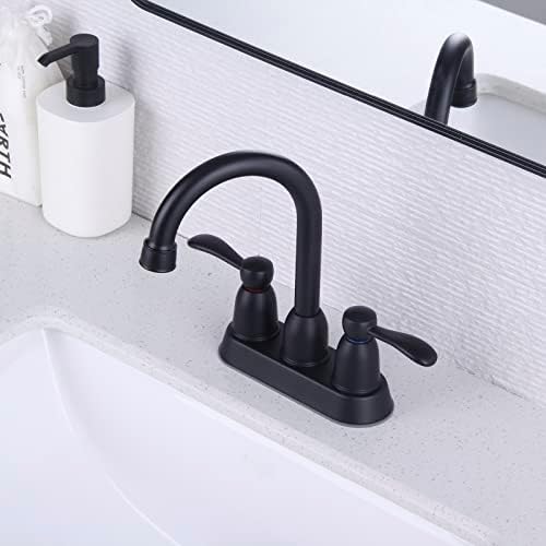 שחור ברזי אמבטיה, 2 ידית אמבטיה כיור ברז, 4-אינץ מרכזי אמבטיה כיור ברז עם פופ עד ניקוז ומים אספקת קווים