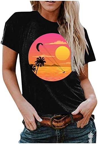 חולצות אור שמש לנשים סאנשיין שחף גרפיקה שרוול קצר חולצת טקס חופשת קיץ צמרות טי