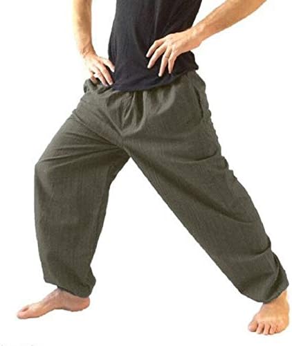 מכנסי יוגה סקסיים של Miashui פלוס מפשעה רופפת של גברים בגודל ומכנסי יוגה נשים סרבלים מכנסי יוגה קצוצים עם כיסים