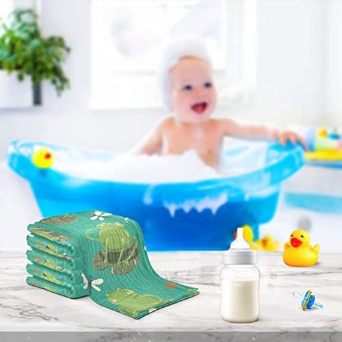 VVFELIXL מטליות כביסה לתינוק כותנה צפרדעים חמודות מים מים כביסה במוסלין, מגבת פנים רכה לתינוקות לתינוקות יילודים
