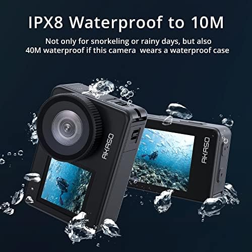 Akaso Brave 7 4K30FPS 20MP WiFi מצלמת פעולה עם מסך מגע IPX8 33ft מצלמה אטומה למים EIS 2.0 זום תמיכה בשליטה קולית מיקרופית